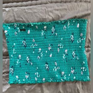 Hollister Green Striped Tube Crop Top